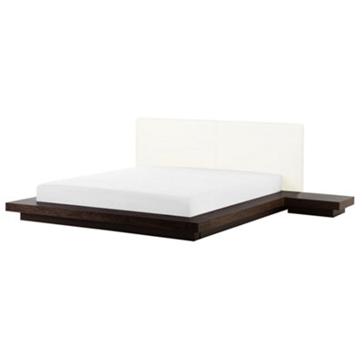 EU Super King Size Bed with Bedside Tables Dark Wood ZEN