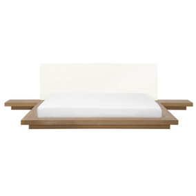 EU Super King Size Bed with Bedside Tables Light Wood ZEN