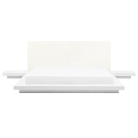 EU Super King Size Bed with Bedside Tables White ZEN