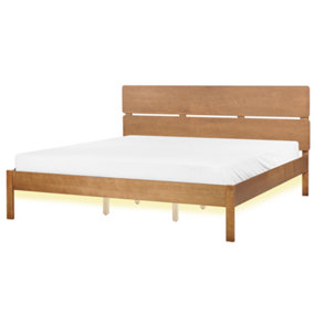 EU Super King Size Bed with LED Light Wood BOISSET