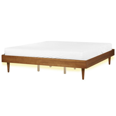 EU Super King Size Bed with LED Light Wood TOUCY