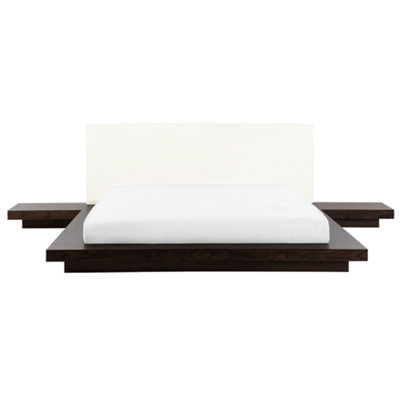 EU Super King Size Faux Leather Headboard Bed Dark Wood ZEN