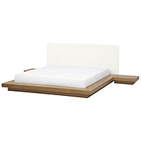 EU Super King Size Waterbed with Bedside Tables Light Wood ZEN