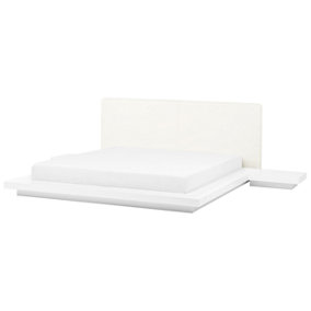 EU Super King Size Waterbed with Bedside Tables White ZEN