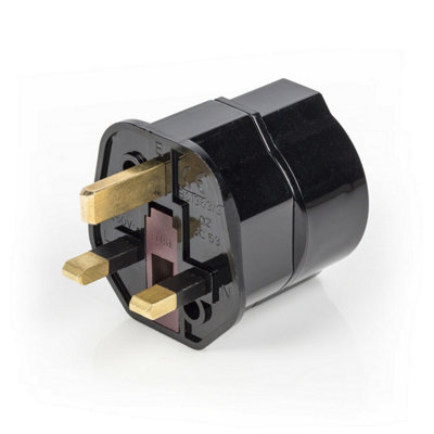 EU to UK 3 Pin Travel Mains Power Adapter Plug 250V AC 13A New Black