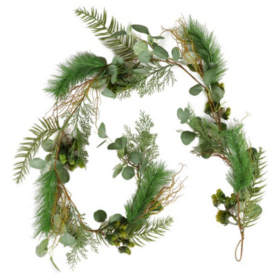 Eucalyptus Hedgerow Xmas Table Decoration Christmas Garland - 180cm