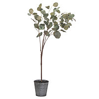 Eucalyptus Tree in Metallic Pot Artificial Plant - Plastic - L42 x W58 x H100 cm - Green