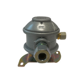 Euro Caravan Regulator 30mb/10mm Out Suitable for Propane or Gas (M20 Inlet/10mm Compression Outlet)