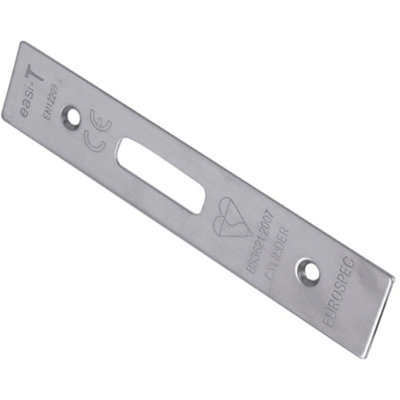 EURO Cylinder Deadlock Forend Strike & Fixing Pack - Satin Steel SQUARE ...