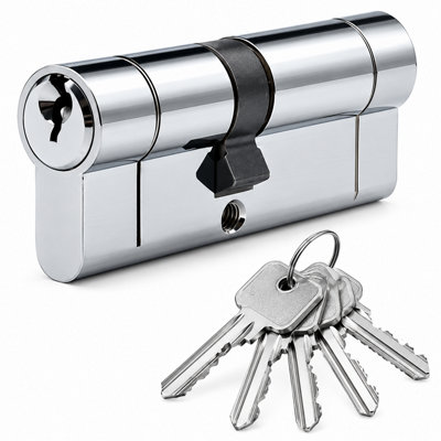 Euro Cylinder Door Lock Chrome with 5 Keys size 35/35