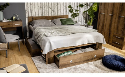 King size bed with shelf deals headboard