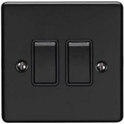 Eurolite 2 Gang 10A 2 Way Switch: Matt Black Enhance Range - Black Trim