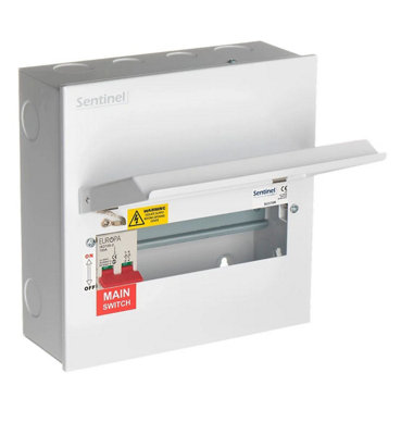 Europa Sentinel 10 way 100A Main Switch Consumer Unit (8 free ways)