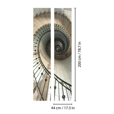 Europe Size Spiral Stairs Door Mural Self-Adhesive Stickers Standard 88X200Cm