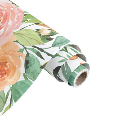 European Countryside Floral Wallpaper Roll, Self Adhesive Wall Covering, 300cm L x 45cm W