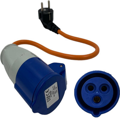 European Hook Up Adapter 16 amp to 230v, 3 Pin to EU plug for camping Caravan Motorhome Mains to EU Plug