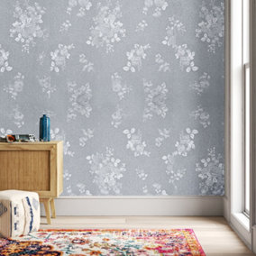 European Style Damascus Pattern Grey Textured PVC Self Adhesive Wallpaper Roll 5m