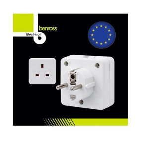 European travel adapter. Only usable in Europe (not UK or Ireland)