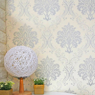 European Vintage Luxury PVC Embossed Damascus Wallpaper Roll, Textured Self Adhesive Wall Covering 2.25m²