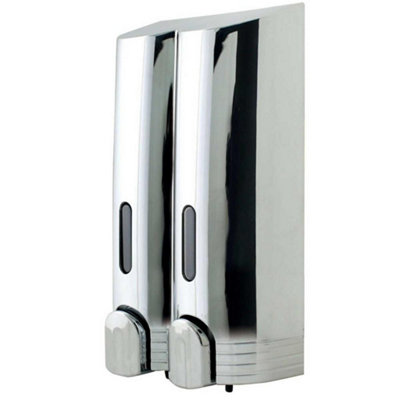 Euroshowers Double Tall Round Liquid Soap Shampoo Gel Dispenser Pump Chrome