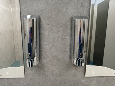 Euroshowers Double Tall Round Liquid Soap Shampoo Gel Dispenser Pump Chrome