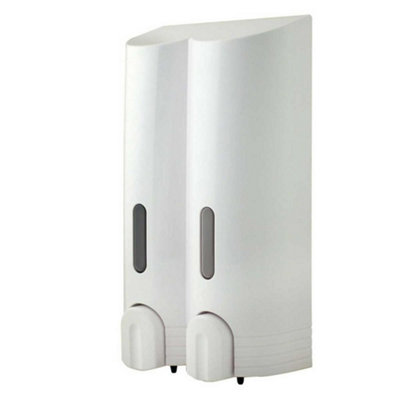 Euroshowers Double Tall Round Liquid Soap Shampoo Gel Dispenser Pump White