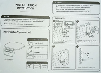 Euroshowers Foldable Wall Mounted Shower Seat - Black - 9