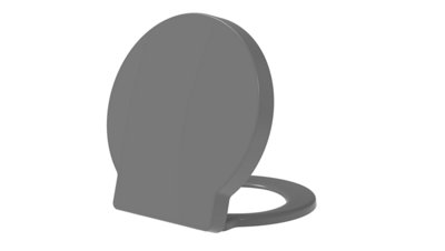 Euroshowers Grey Top Fix Round Soft Close Toilet Seat 400x420mm