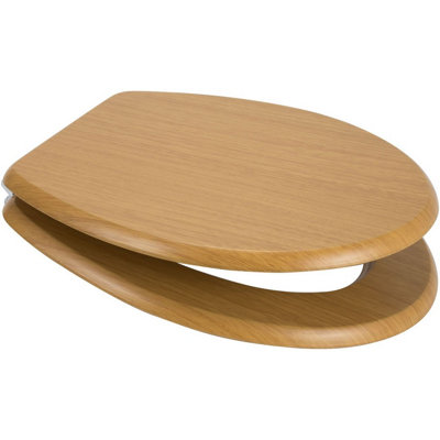 Euroshowers MDF Bottom Fix Oak Toilet Seat