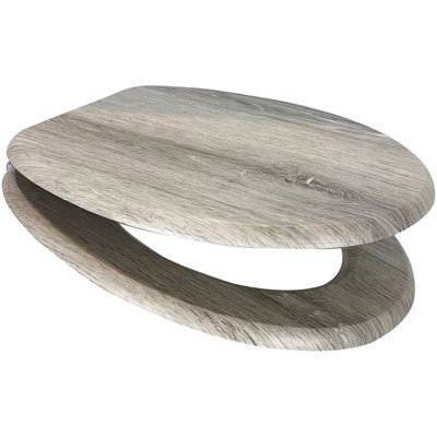 Euroshowers MDF Grey Oak Bottom Fix Toilet Seat