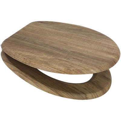 Euroshowers MDF Rustic Oak Bottom Fix Toilet Seat