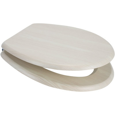 Euroshowers MDF White Ash Bottom Fix Toilet Seat