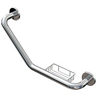 Euroshowers Stainless Steel Chrome Grab Rail with Soap Dish