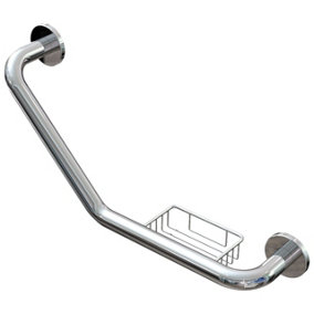 Euroshowers Stainless Steel Chrome Grab Rail with Soap Dish