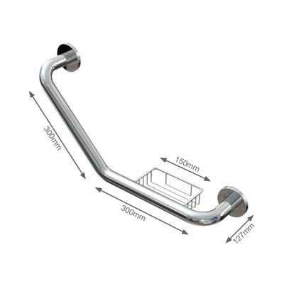 Euroshowers Stainless Steel Chrome Grab Rail with Soap Dish