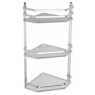 Euroshowers Stainless Steel Chrome Plated Triple Corner Basket
