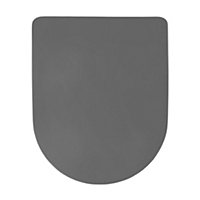 Euroshowers Top Fix Grey Middle D Soft Close Quick Release Toilet Seat 360x445mm