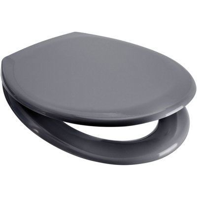 Euroshowers Top Fix Grey Oval Soft Close Quick Release Toilet Seat 360x445mm