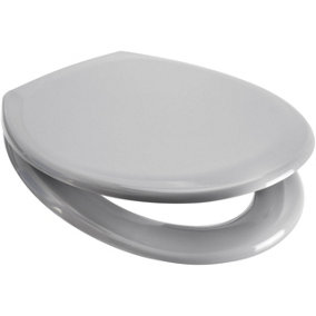 Euroshowers Top Fix Light Grey Oval Soft Close Quick Release Toilet Seat 360x445mm