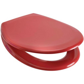 Euroshowers Top Fix Red Oval Soft Close Quick Release Toilet Seat 360x445mm