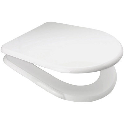 Euroshowers White MDF D Shape Soft Close Top Fix Toilet Seat