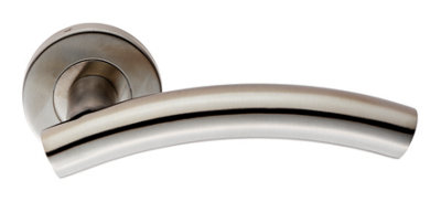 Eurospec Satin Stainless Steel Curved Lever on Sprung Rose (CSL1193SSS)