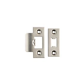 Eurospec Satin Stainless Steel Forend Strike & Fixing Pack To Suit Heavy Duty Tubular Latch (FSF5009SSS)