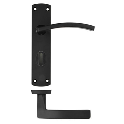 EuroTec-Plus Black Door Handle on Backplate Fire Rated - Bathroom
