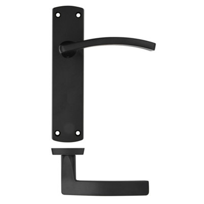 EuroTec-Plus Black Door Handle on Backplate Fire Rated - Latch