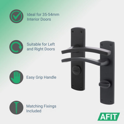 EuroTec-Plus Black Door Handle Pack Fire Rated - Bathroom
