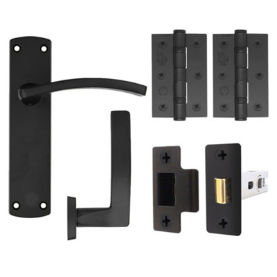 EuroTec-Plus Black Door Handle Pack Fire Rated - Latch