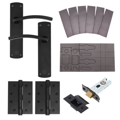 EuroTec-Plus Black Fire Door Handle Pack Fire Rated - Latch