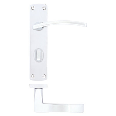 EuroTec-Plus Polished Chrome Door Handle on Backplate Fire Rated - Bathroom