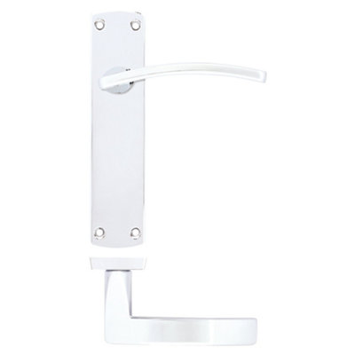 EuroTec-Plus Polished Chrome Door Handle on Backplate Fire Rated - Latch